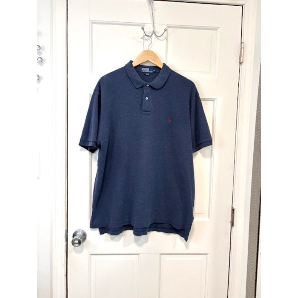 POLO Ralph Lauren Polo Shirt Mens XL Navy Blue Short‎ Sleeve 100% Cotton Logo